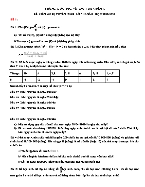 Bộ đề đề nghị tuyển sinh Lớp 10 môn Toán - Năm học 2020-2021 - Phòng giáo dục và đào tạo Quận 2